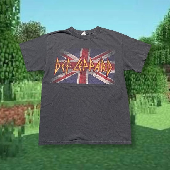 Def Leppard Band T Shirt Union Jack Graphic Tee Rock Music Mens - Picture 1 of 5